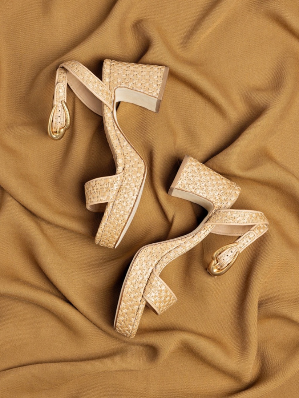 NWT Larroude Dolly Verona Low Sandal In Natural Raffia and Beige Leather Regular - Picture 5 of 7